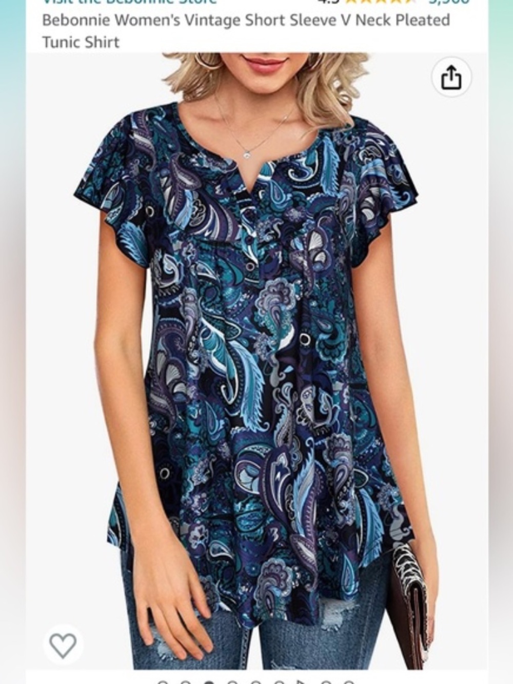 Tunic Top size XL NWT BEBONNIE women’s blue turquoise